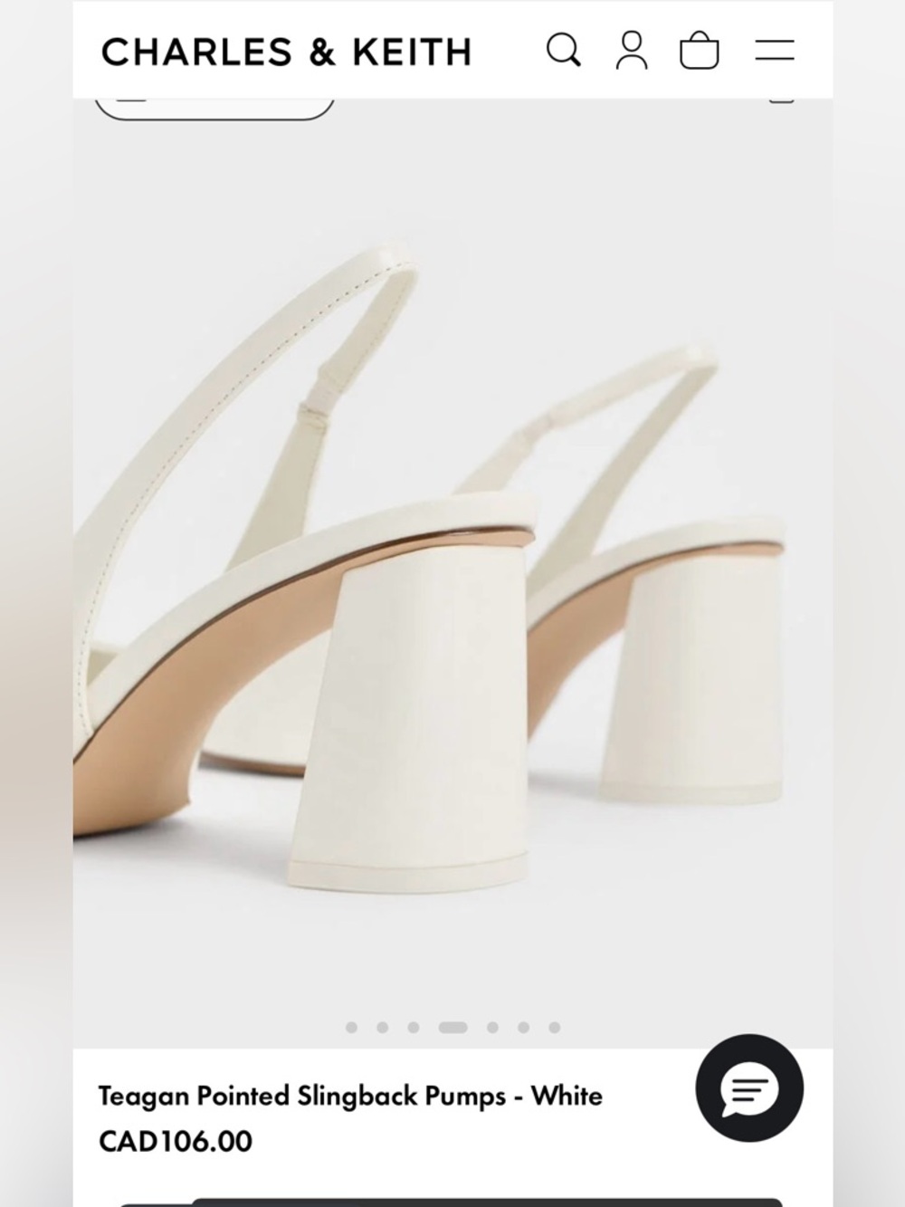 Charles & Keith Teagan Pointed Slingback Pumps - White Cream - never worn - Picture 3 of 3